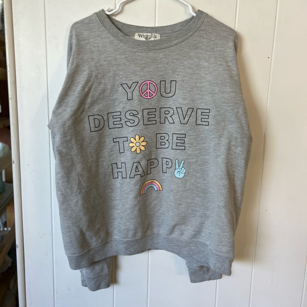 Gray Kids Sweatshirt with Motivational Print